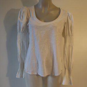 Womens 5a7 Cinq A Sept White Smocked Sleeve Top M* - image 1